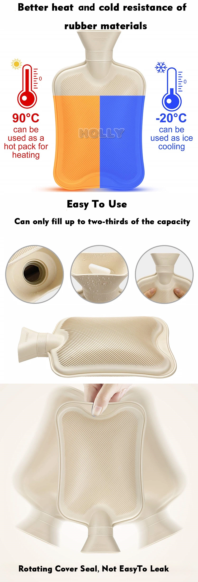 Custom Hot Cold Rubber Silicone Bottle and Knitted Hot Water Bag Cover