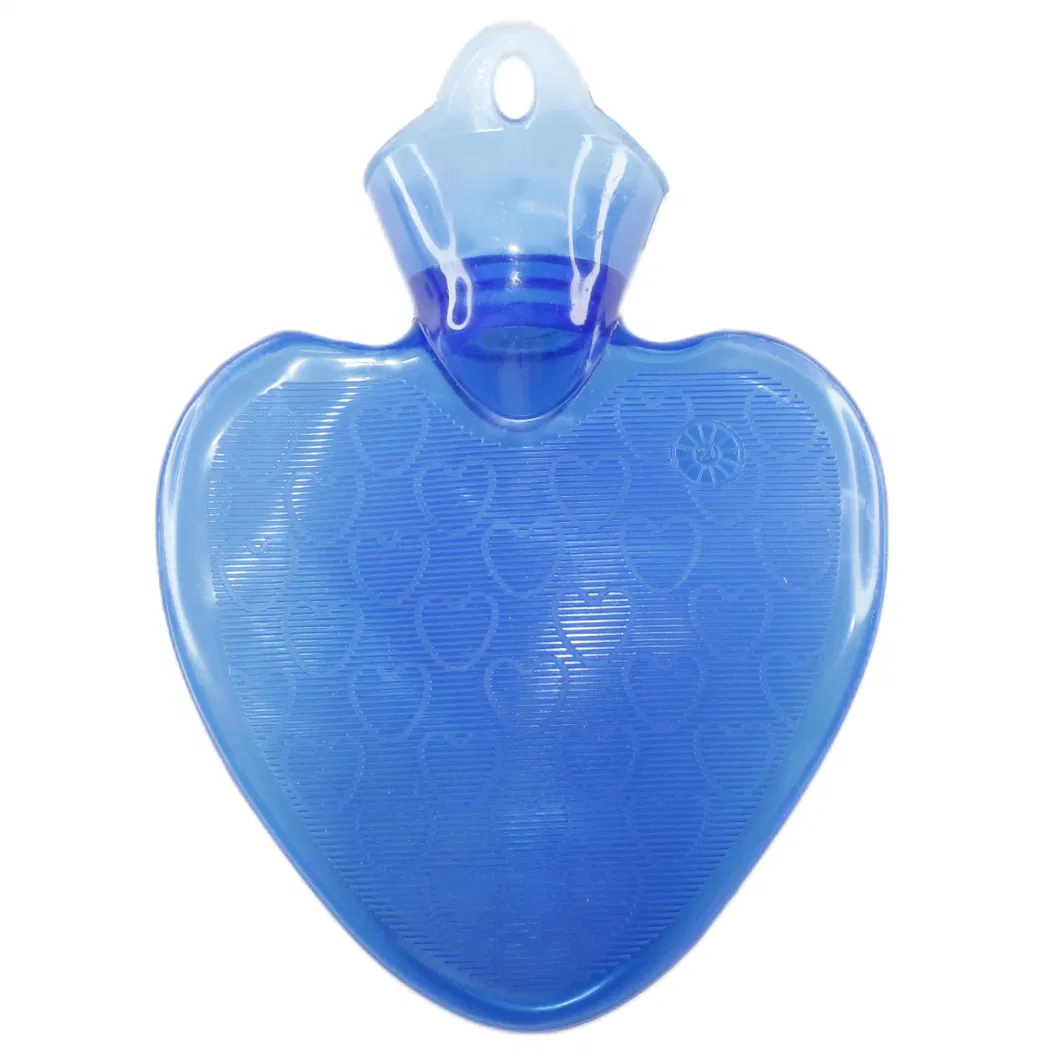Wholesale New Design Stylish Useful Unfading Leakproof Hand Warmer Long Heart Shape PVC Hot Water Bottle Bag with Cover